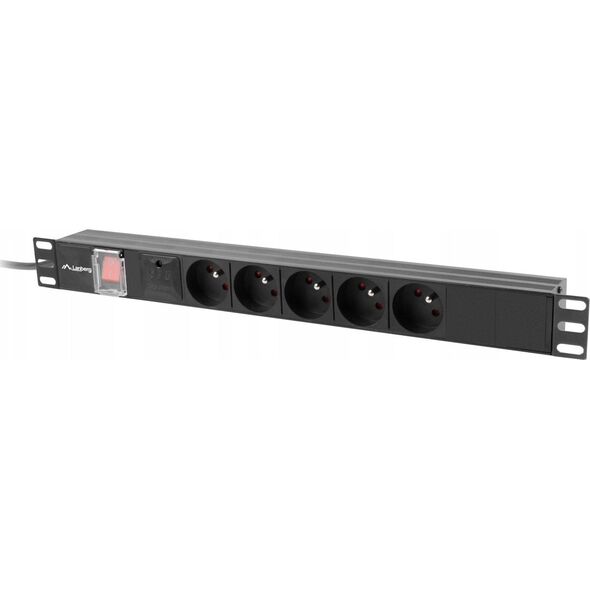 lanberg Listwa zasilająca  rack PDU 19 cali 1U 16A 5x230V 2m czarna