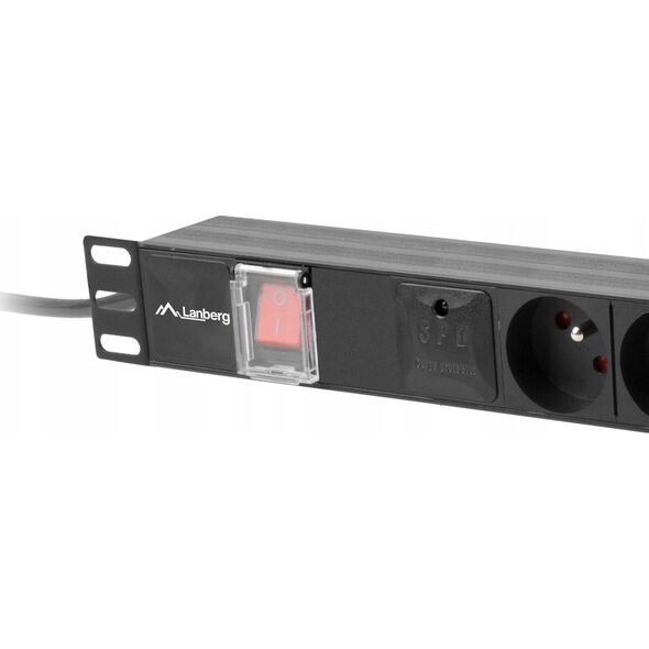 lanberg Listwa zasilająca  rack PDU 19 cali 1U 16A 5x230V 2m czarna