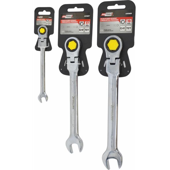 AWTOOLS KLUCZ PŁASKO-OCZKOWY Z GRZECHOTKĄ PRZEGUBOWY 15mm