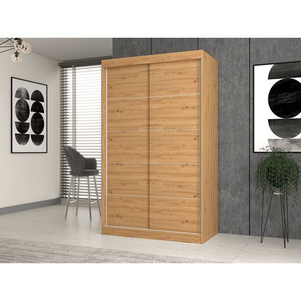 Topeshop SZAFA PRZESUWNA IGA 120 CM DRZWI ZE SZPROSAMI DĄB ARTISAN