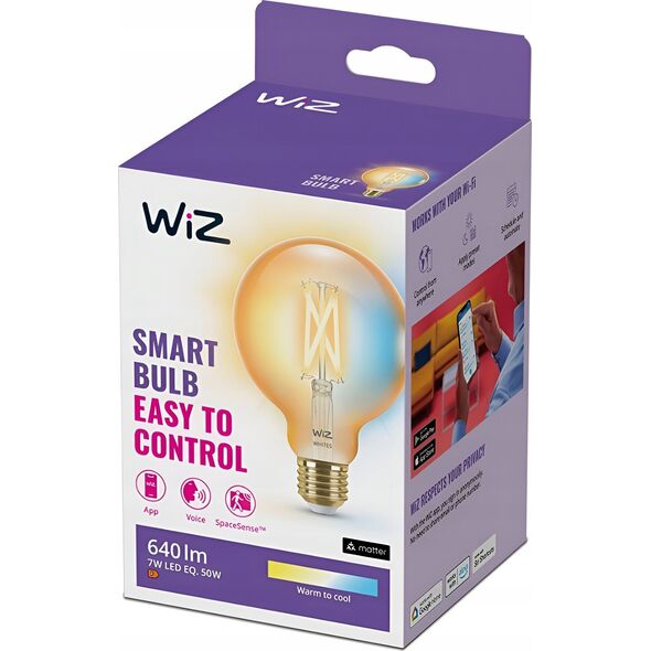 Signify WiZ Filament 50W E27 Globeform G95 Amber Einzelpack.