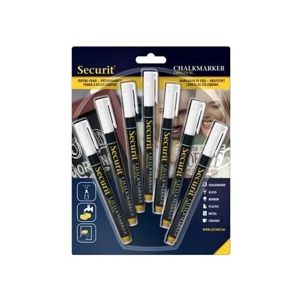Securit Chalkmarker Securit hvid 1-2mm 7stk/pak - (7 stk.)