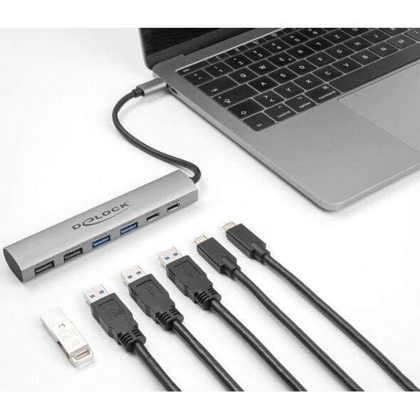 Delock USB HUB Delock 6 Port USB Hub με 4 x USB Type-A Buchse και 2 x USB Type-C Buchse 13939489 4043619642328