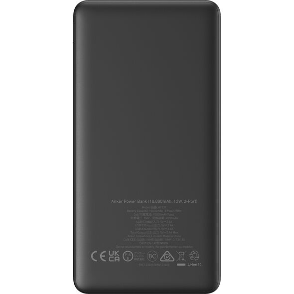 POWER BANK USB 10000MAH Juodas/POWERCORE A1237G11 ANKER