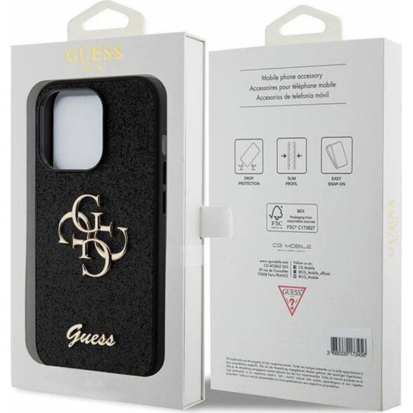 Guess Guess GUHCP15LHG4SGK iPhone 15 Pro 6.1" czarny/black hardcase Glitter Script Big 4G