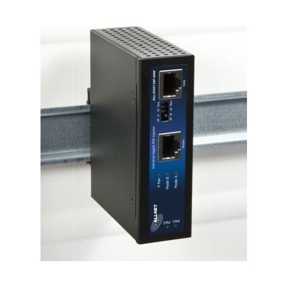 Allnet Z ALLNET PoE Injector Industrial Gigabit / PoE af/at & PoE 60 W (Microsemi) (15,4W/30W/60W) / DIN / Power-Booster / Metallgehäuse / ALL-PI2011BP-60 13691901 4038816058096