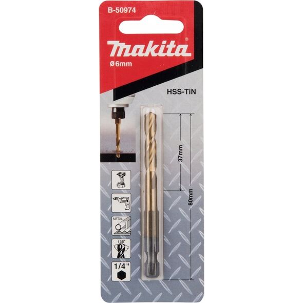Δραπανο Makita MAKITA DRILL FOR METAL HSS-TIN 1/4" HEX 6.0x80mm 13919987 88381464321