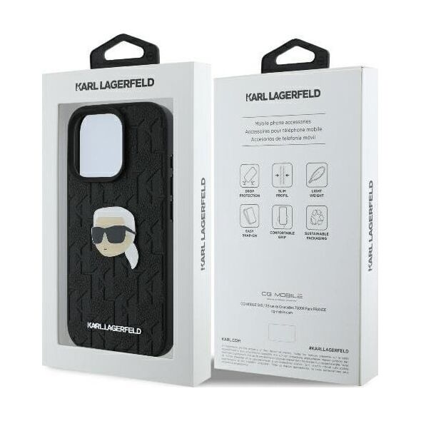 Karl Lagerfeld Karl Lagerfeld KLHCP16LPGKLKIPK iPhone 16 Pro 6.3" czarny/black hardcase Monogram Karl Head Pin