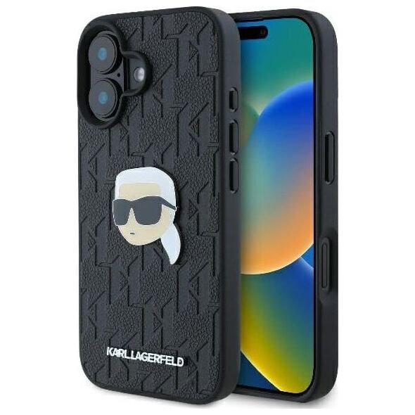 Karl Lagerfeld Karl Lagerfeld KLHCP16SPGKLKIPK iPhone 16 6.1" czarny/black hardcase Monogram Karl Head Pin