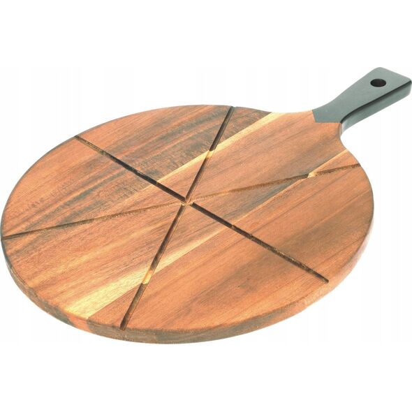 Deska do krojenia Excellent Houseware Deska do pizzy drewniana okrągła z nożem 30 cm 2 el.