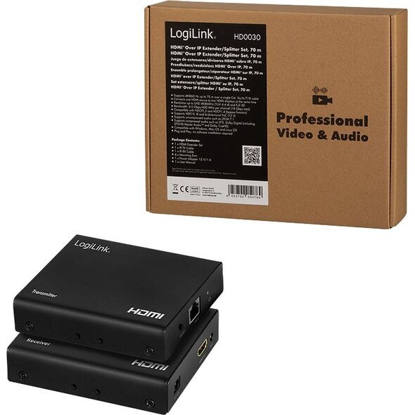 LogiLink LogiLink HDMI Extender/Splitter-Set über IP,70m,1x2-Port