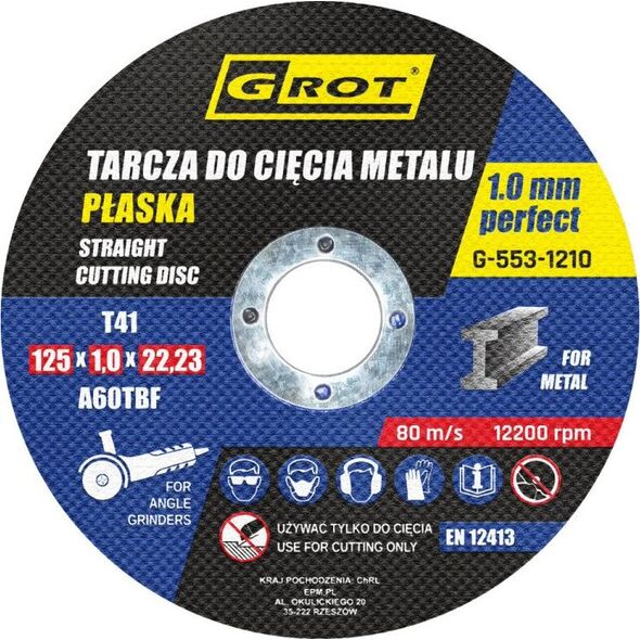 Grot Tarcza Płaska T1a 125x1.0x22 Koplet 10 Sztuk
