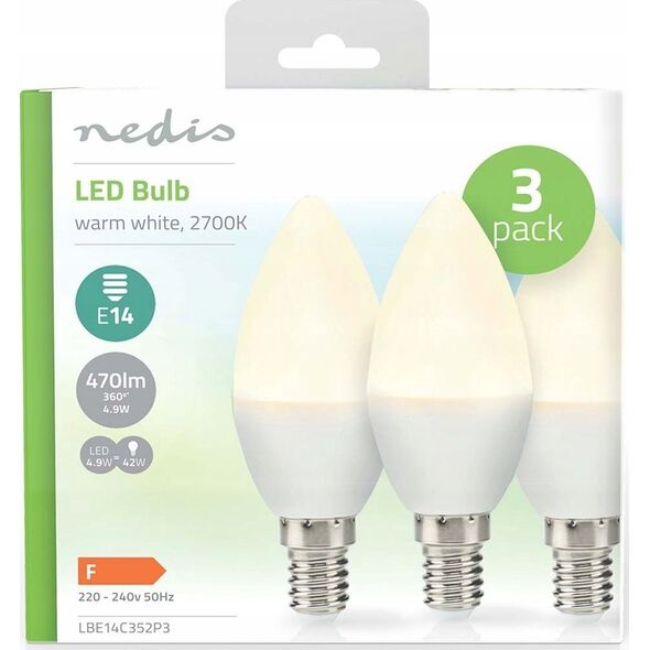 Λάμπα εξοικονόμησης ενέργειας Nedis Nedis LBE14C352P3 Ζεστό λευκό 2700 K 4,9 W E14 F 13840348 5412810000000