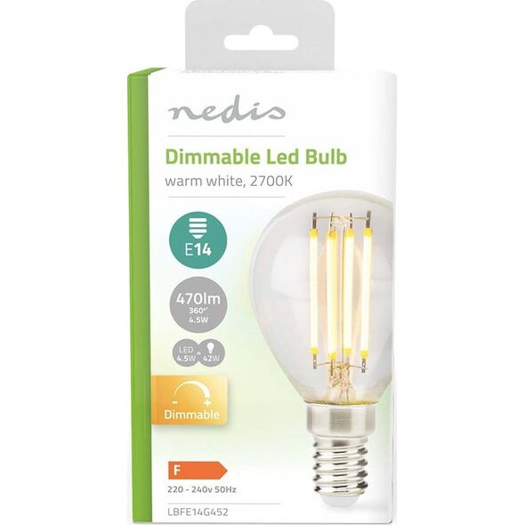 Λάμπα LED Nedis Nedis LBFE14G452 Ζεστό λευκό 2700 K 4,5 W E14 F 13840451 5412810000000