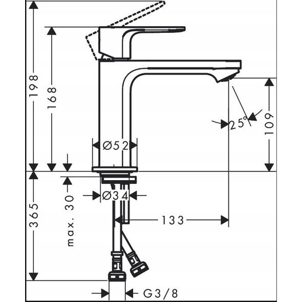 Bateria umywalkowa Hansgrohe Hansgrohe bateria umywalkowa 110 CoolStart bez kompletu odpływowego Rebris S, czarny mat 72520670