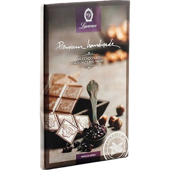 Milk chocolate with hazelnuts and raisins Laurence, 80 g