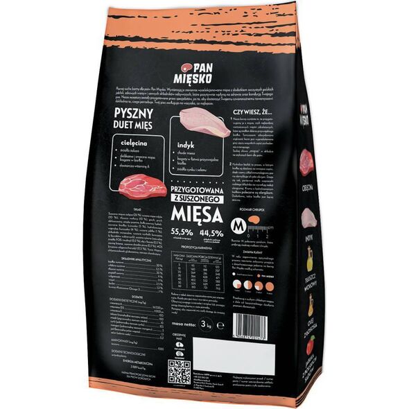 Pan Mięsko Karma cielęcina z indykiem chrupki M 3kg