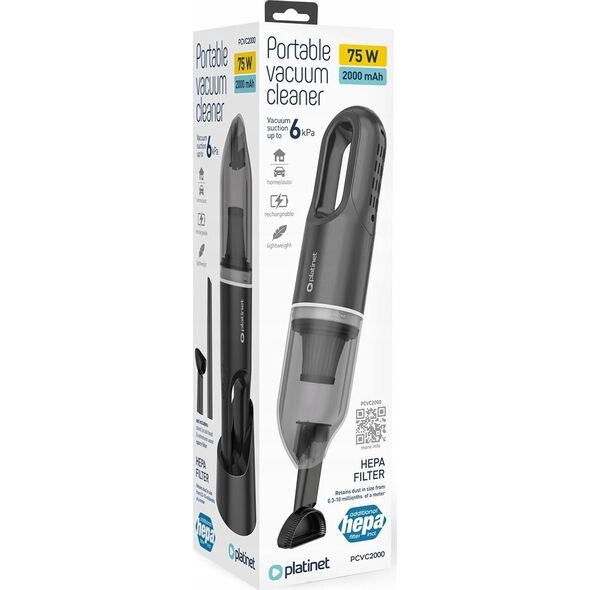 PLATINET CAR VACUUM CLEANER ODKURZACZ SAMOCHODOWY TYPE C 2000 MAH 75W [45972]