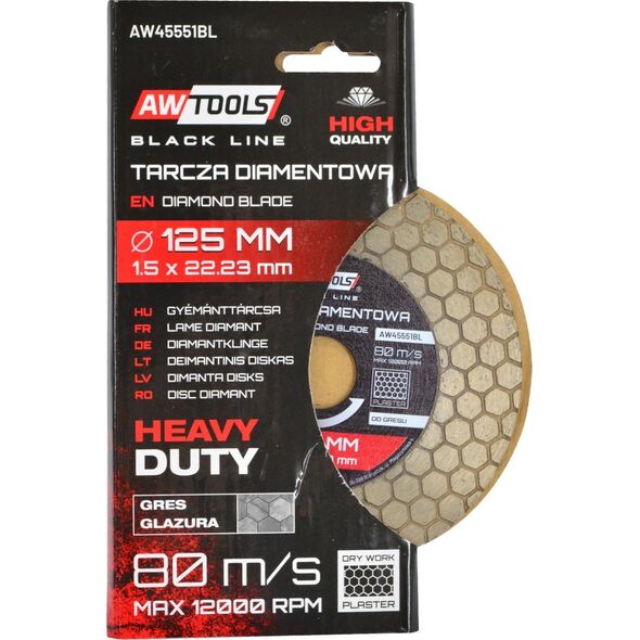 AWTOOLS TARCZA DIAMENTOWA 125x22,2 / PLASTER MIODU 2w1 BLACK LINE