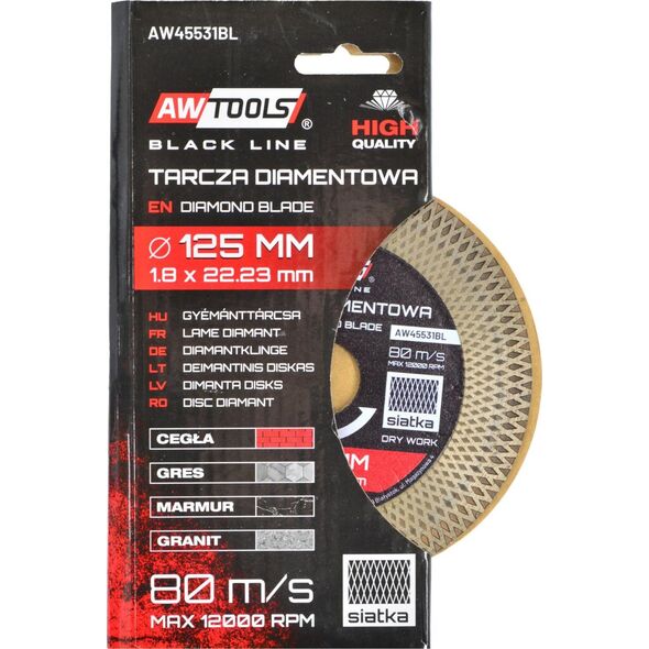 AWTOOLS TARCZA DIAMENTOWA 125mmx1,9x22,2 TURBO BLACK LINE