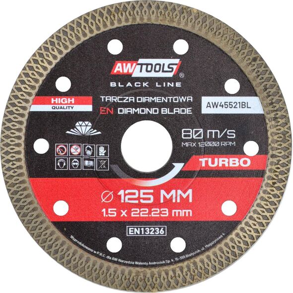 AWTOOLS TARCZA DIAMENTOWA 125x22,2 / TURBO CIENKA BLACK LINE