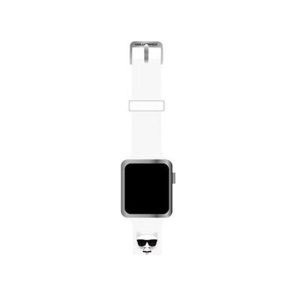 Karl Lagerfeld Pasek Karl Lagerfeld KLAWMSLCW Apple Watch 4/5/6/7/SE 40/41mm biały/white strap Silicone Choupette Heads