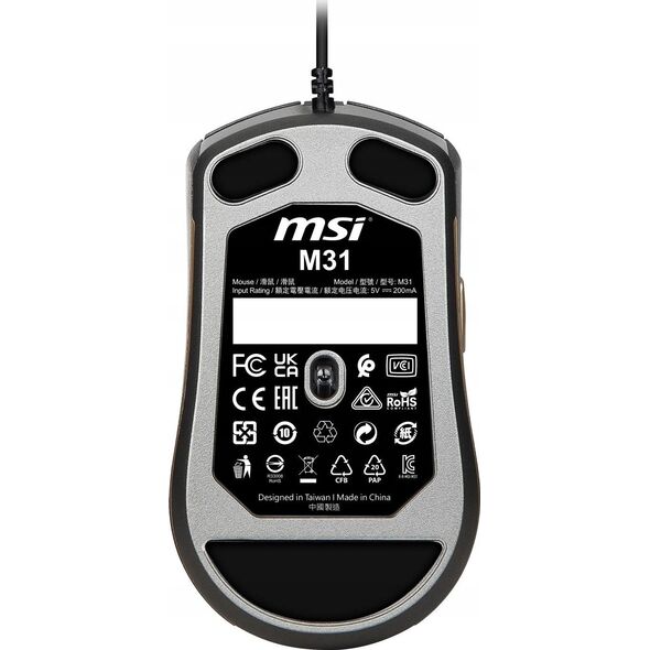 MSI M31 myszka Uniwersalne Oburęczny USB Typu-A Optyczny 1200 DPI