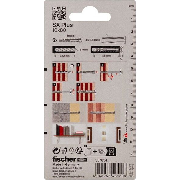 Fischer FISCHER pins SX Plus, 10x80 mm, 6 τεμ. 13764808 4048962481808