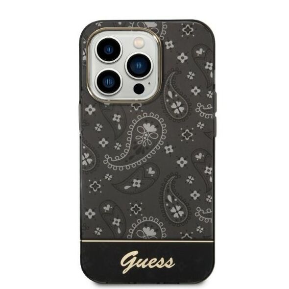 Guess GUHCP14LHGBNHK Apple iPhone 14 Pro black hardcase Bandana Paisley
