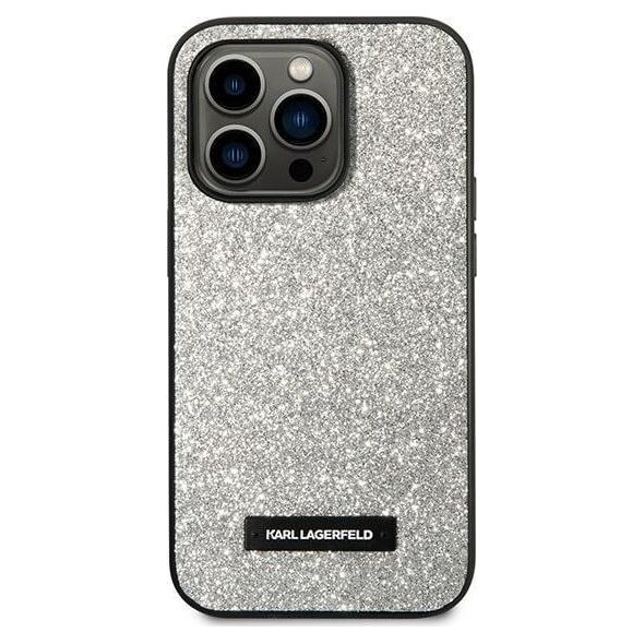 Karl Lagerfeld Etui Karl Lagerfeld do iPhone 14 Pro 6,1" hardcase srebrny/silver Glitter Plaque Logo