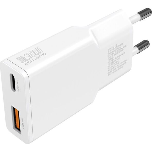 4smarts Netzladegerät PDPlug Slim Duos 30W GaN USB-C+USB-A