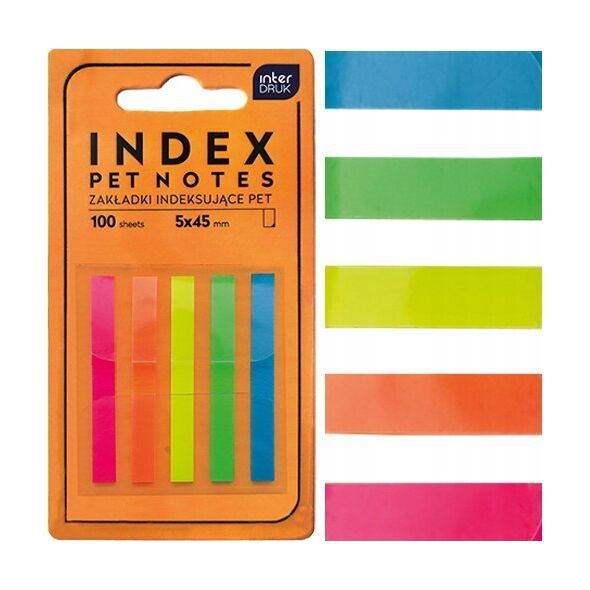 Interdruk Indexing tabs strips PET NOTES NEON 45mm 100 τμχ 13674283 5902277346223