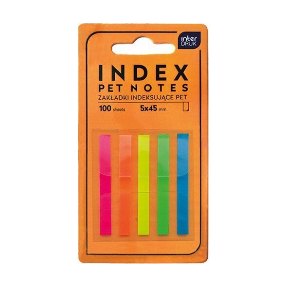 Interdruk Indexing tabs strips PET NOTES NEON 45mm 100 τμχ 13674283 5902277346223