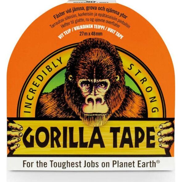 Gorilla Sports Gaffatape - 48mm - Hvid - 27 m.