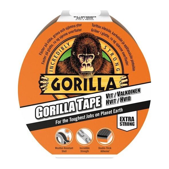 Gorilla Sports Gaffatape - 48mm - Hvid - 27 m.