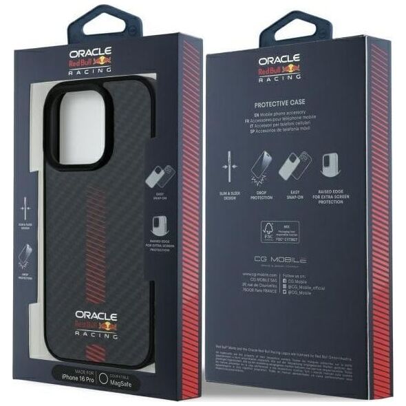 Red Bull RBHMP16L24CFGSMK iPhone 16 Pro 6.3" hardcase black/black Carbon Fiber Power Bar MagSafe