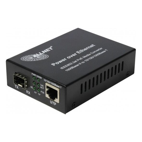 Allnet Z ALLNET Medienkonverter PoE μετατροπέας οπτικών ινών (15,4W/30W) auf 1000BASE-SX/LX Single-/ Multimode SFP Mini-GBIC Anschluss ALL-MC202P-SFP1-PoE 13691711 4038816185075