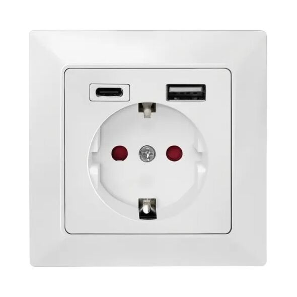 LogiLink PA0262 gniazdko elektryczne CEE 7/3 + USB Biały