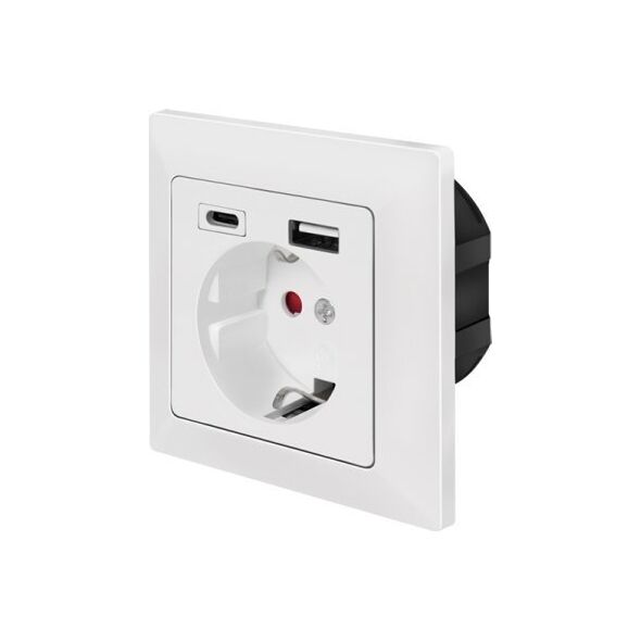 LogiLink PA0262 gniazdko elektryczne CEE 7/3 + USB Biały