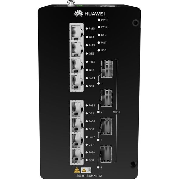 Switch Huawei S5700 Series Ethernet Switch - 8*10/100/1000BASE-T ports, 4*10GE SFP+ ports, PoE++, DIN Rail Mountin