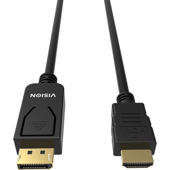 Vision VISION Professional εγκατάσταση staugliches Καλώδιο DisplayPort zu HDMI - 30 JAHRE GARANTIE - 4K 60 Hz - DP v1.3 - Gold-Steckverbinder - HDMI 2.0 unterstutzt Hotplug - DP (M) zu HDMI (M) - Aussendures -1.AWmes - Σβαρτς 13354378 4911607000002