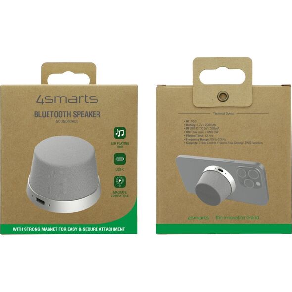 4smarts 4Smarts ηχείο Bluetooth Lautsprecher SoundForce MagSafe, ασημί/γκραου 13369349 4252011907441