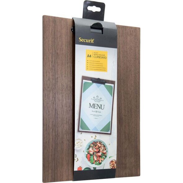 Θήκη μενού Securit Securit® A4 WALNUT CLIP 13800310 8719075285275
