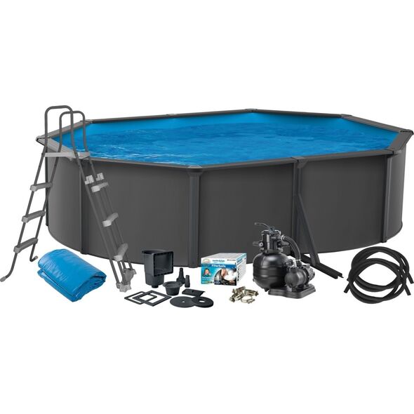 Swim & Fun Basic Pool Oval 490 x 360 x 120 cm, Anthracite Grey 13801519 5704840000000