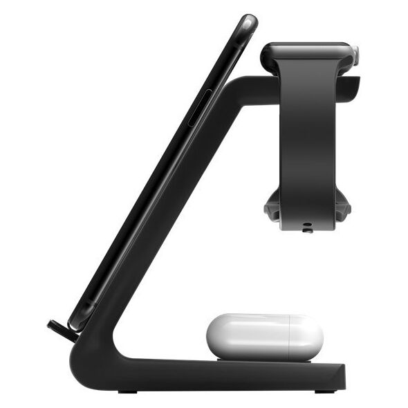 Φορτιστής Deltaco 3-σε-1 belaidis įkroviklis DELTACO 15 W, USB-C, Qi sertifikuotas, ένδειξη LED, juodas / QI-1037 13452017 7333048054050