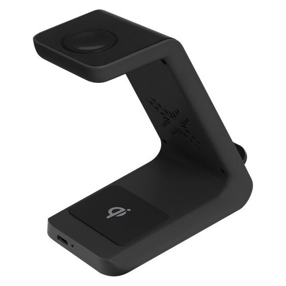 Φορτιστής Deltaco 3-σε-1 belaidis įkroviklis DELTACO 15 W, USB-C, Qi sertifikuotas, ένδειξη LED, juodas / QI-1037 13452017 7333048054050