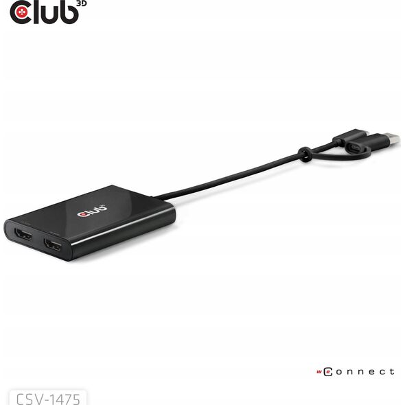 Adapter AV Club 3D Club3D Adapter USB-C (USB A Adapter) > 2x HDMI 4K@60Hz St/Bu retail