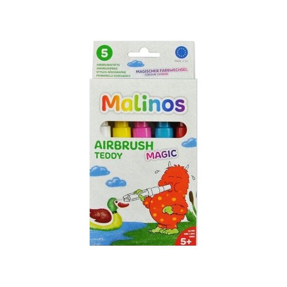 Malinos Malinos Airbrush Stifte Magic Teddy 5Farben+Schablone 5+ 13335802 4260631424187