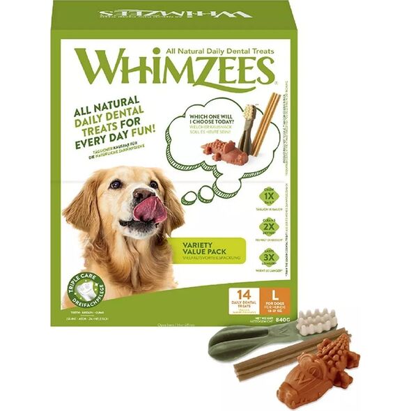 Whimzees Whimzees Ποικιλία L, 14 τεμάχια, 840 g, κουτ 13278418 8718627754993