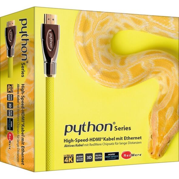 PYTHON Python HDMI« 2.0 καλώδιο AKTIV 4K2K Nylongeflecht καλώδιο gelb 30m 13342265 4014619717781